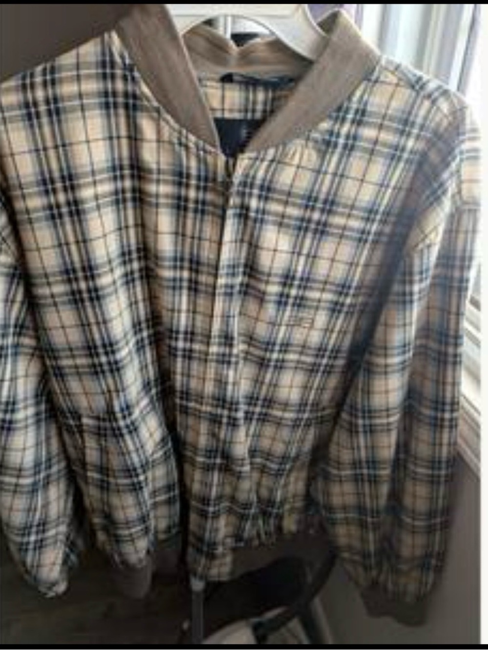 Balenciaga Plaid Zip Hoodie Jacket Beige Grey Size 48